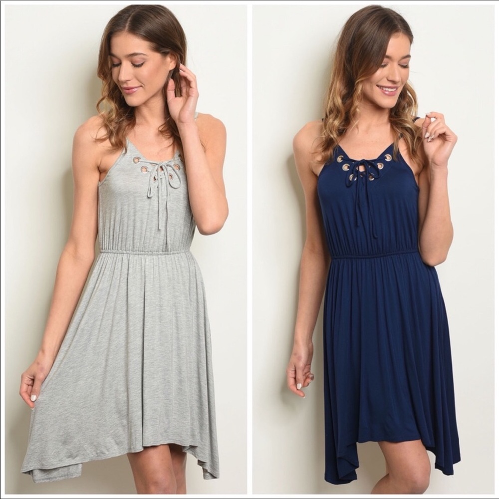 2-Pack Navy Blue Lace-Up Soft Dress